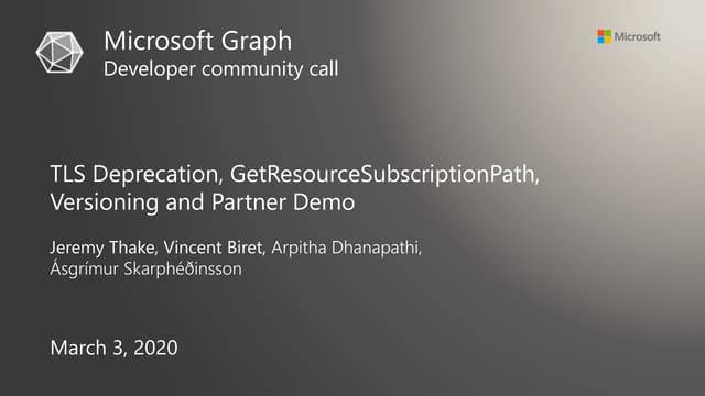 Microsoft Graph developer community call-March 2020
