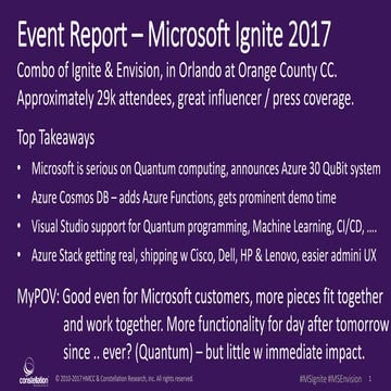 Microsoft ignite 2017 event report