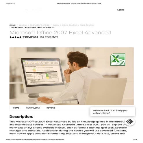 Microsoft Office 2007 Excel Advanced - Course Gate | PDF