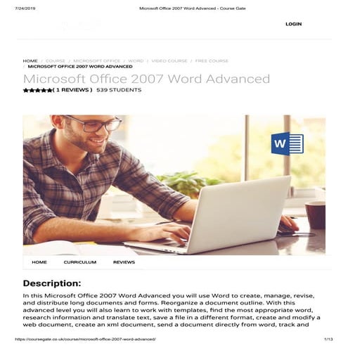 Microsoft office 2007 word advanced - course gate