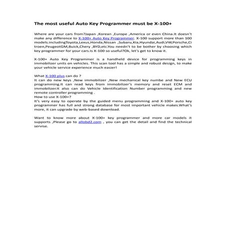 x-100 auto key progarmmer