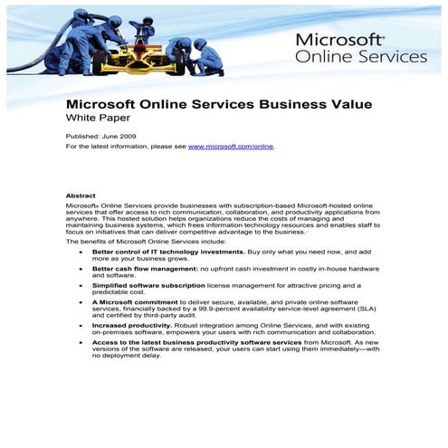Microsoft India - SharePoint Online Services Business Value Whitepaper
