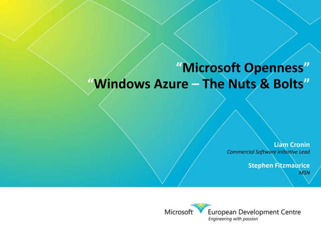 Python Ireland Dec Talks - Windows Azure -- The Nuts and Bolts