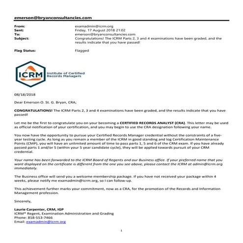 Certified Records Analyst (CRA) Qualification