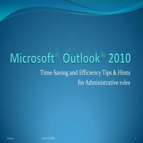 Microsoft® Outlook® Tips Hints For Admins