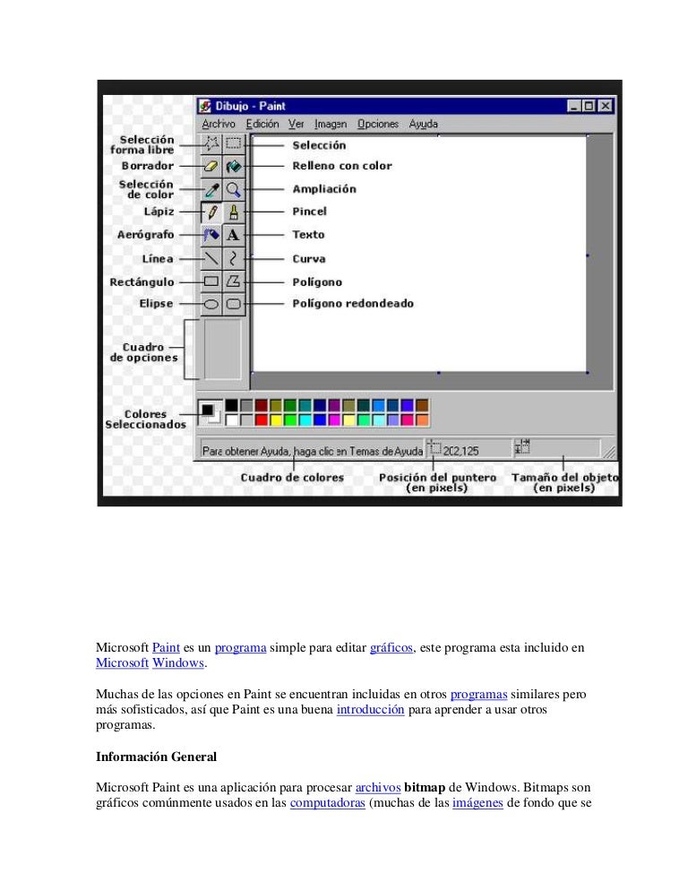 Microsoft paint es un programa simple para editar gráficos