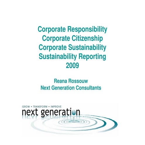 Corporate Responsibility and Sustainability 2009 - South Africa