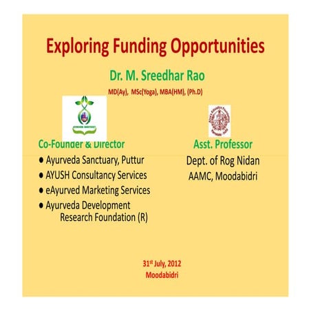 AYUSH Funding Opportunities