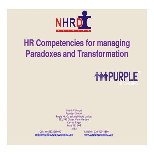 HR Competencies for Managing Paradoxes Transformation
