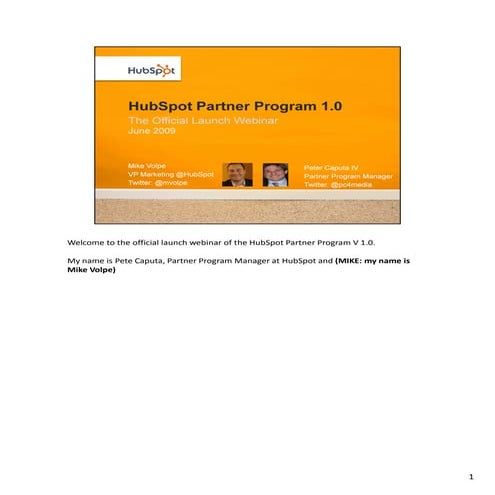 HubSpot Partner Program Launch Webinar