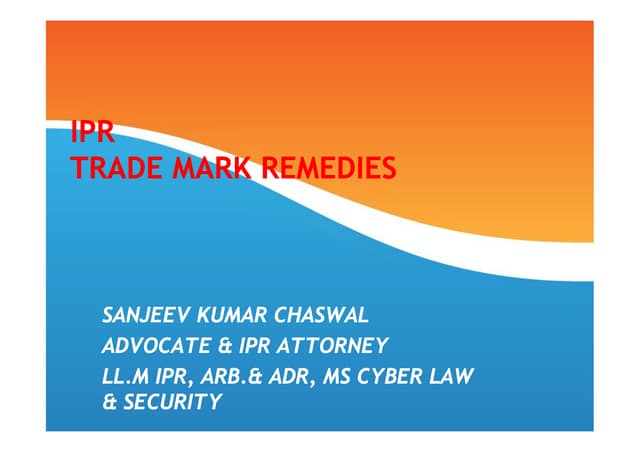 Microsoft power point   intellectual property law trademarks remedies unit-v ...