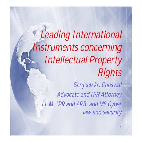Microsoft power point   international treaties wto, wipo ppt of llb 3rd year ...