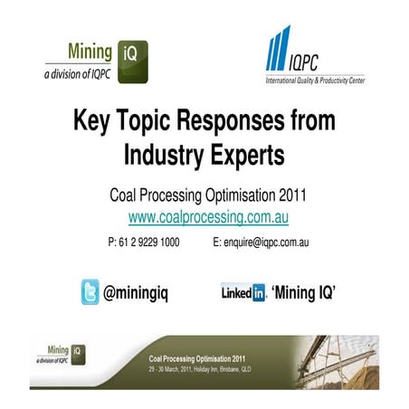 Overview of issues associated with Coal Processing by Industry Professionals