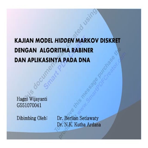 Applying Hidden Markov Models to Bioinformatics | PPTX