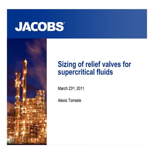Sizing of relief valves for supercritical fluids