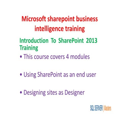 Microsoft sharepoint business intelligence training