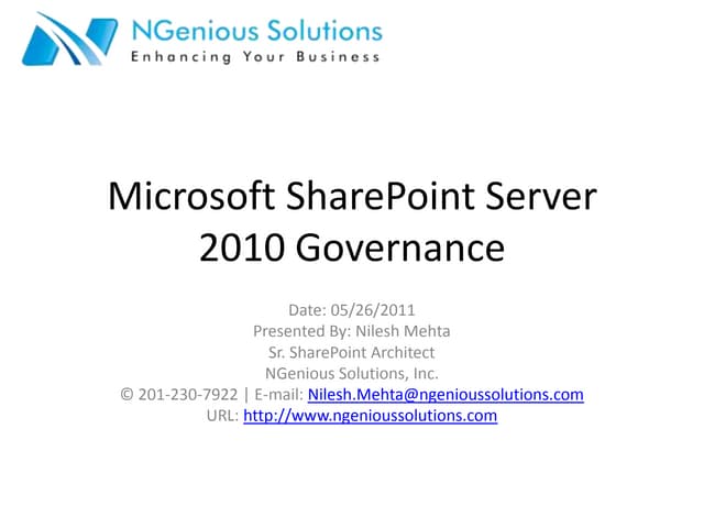 Microsoft SharePoint Server 2010 governance v1