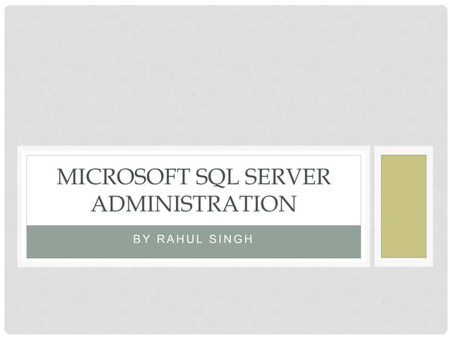 Microsoft sql server database administration
