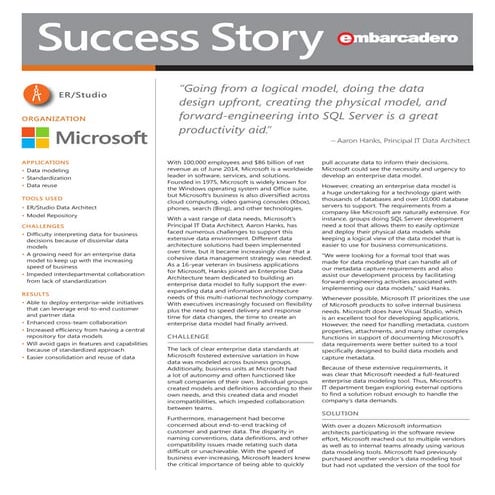 Success Story: Microsoft Deploys ER/Studio