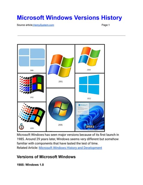 Microsoft Windows Versions History