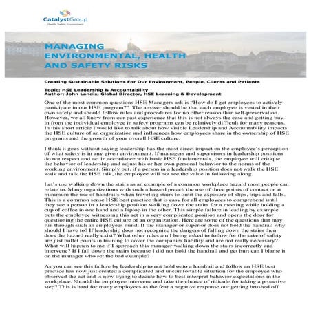 HSE Manager Leadership and Development | PDF