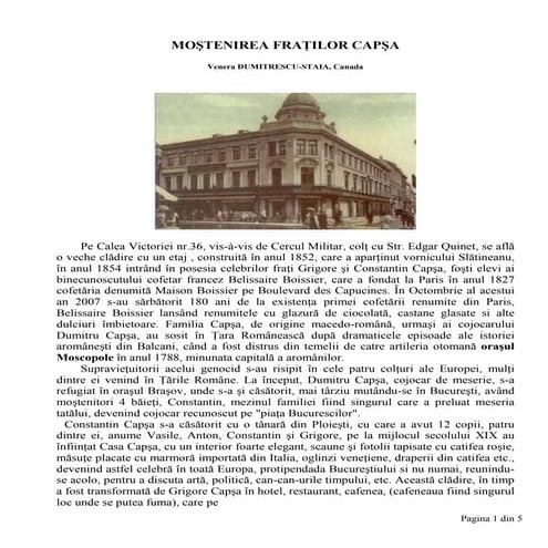 Despre Capşa, cu nostalgie