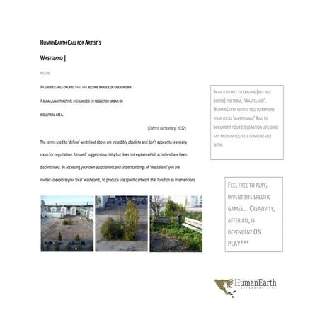 Microsoft word   human earth call for artists- welcome pack-1
