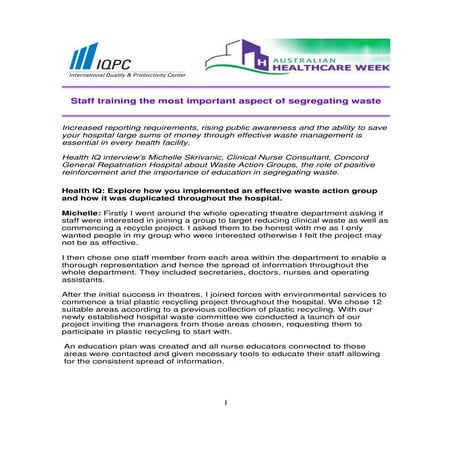 Staff training the most important aspect of segregating waste