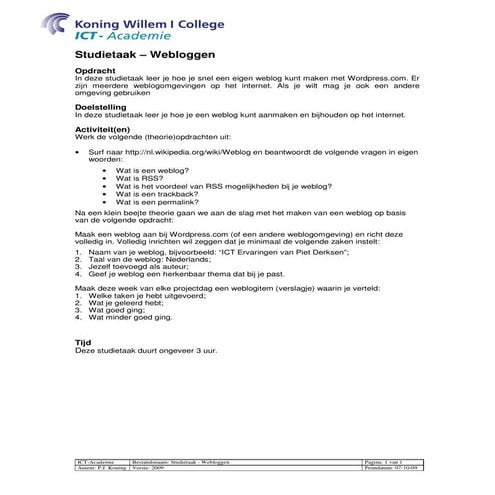 Studietaak Webloggen