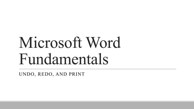 Microsoft word fundamentals undo, redo and print  spring_2014