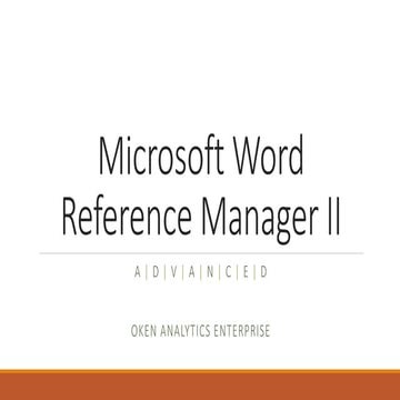 Microsoft Word Reference Manager for Researchers - Advanced