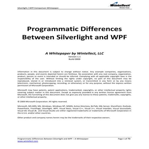 Microsoft Wpf Silverlight Comparison Whitepaper V1 1 | PDF | Desktop ...