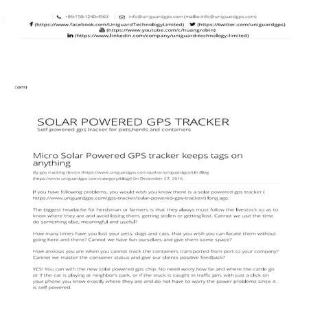 Micro solar powered gps tracker