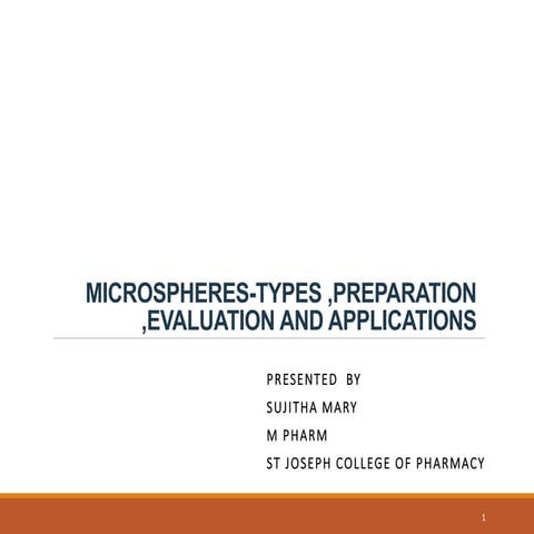 Microspheres types preparation evaluation and application