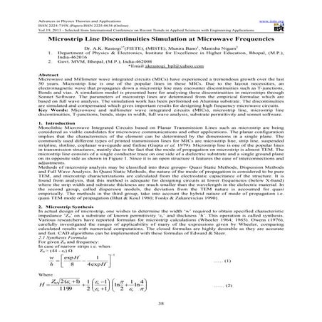 Microstrip line discontinuities simulation at microwave frequencies