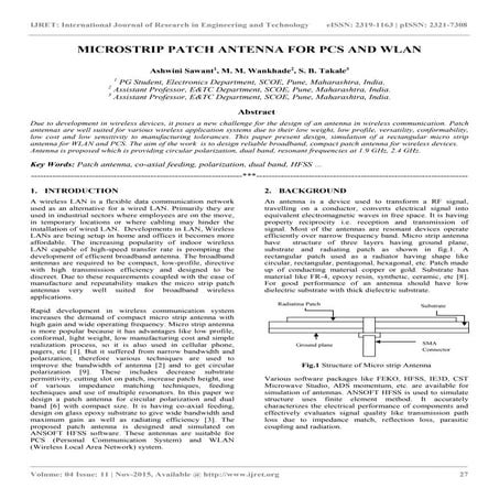 Microstrip patch antenna for pcs and wlan
