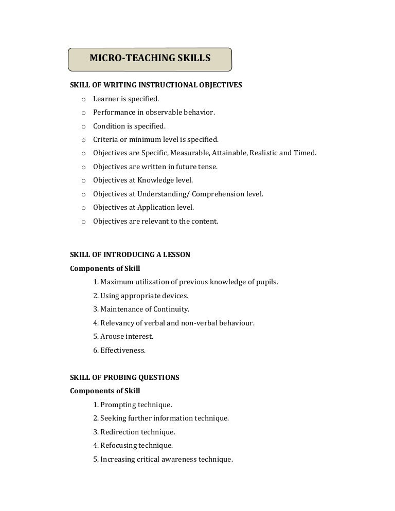 Micro teaching skills & Components