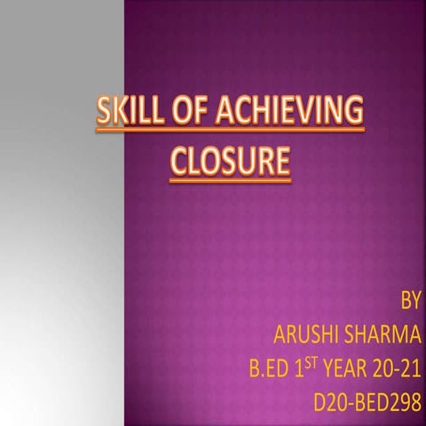 Micro teaching closure skill, LESSON PLAN 