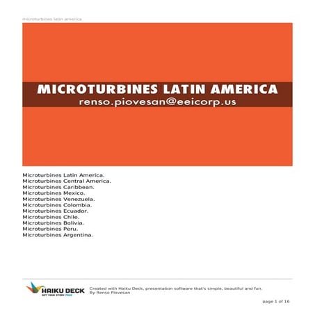 Microturbinas America Latina. Microturbines Latin America