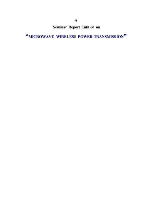 Microwave wireless power transmission