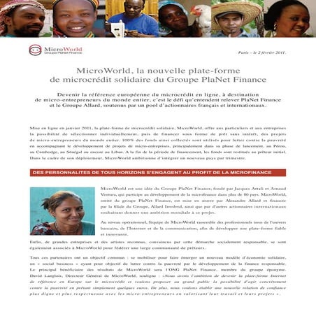 Communiqué de presse MicroWorld Février 2011