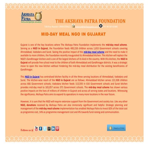 Mid day meal ngo in gujarat