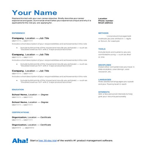 Mid level resume | DOCX | Resume Writing and Advice | Job Search