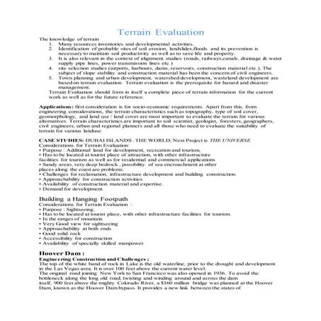 Terrain Evaluation with Landuse Planning