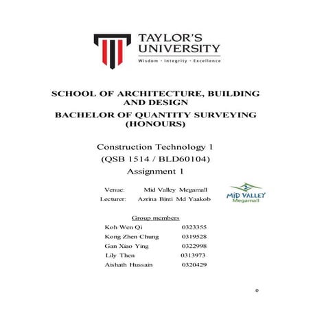 Construction of Mid Valley Report for Construction Technology 