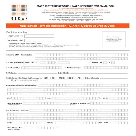 MIDAS application-form