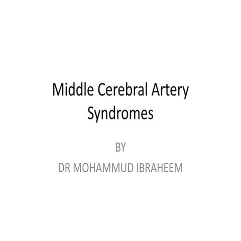 Middle Cerebral Artery Syndromes