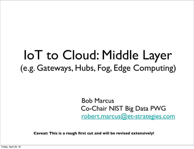 IoT to Cloud: Middle Layer (e.g Gateway, Hubs, Fog, Edge Computing)