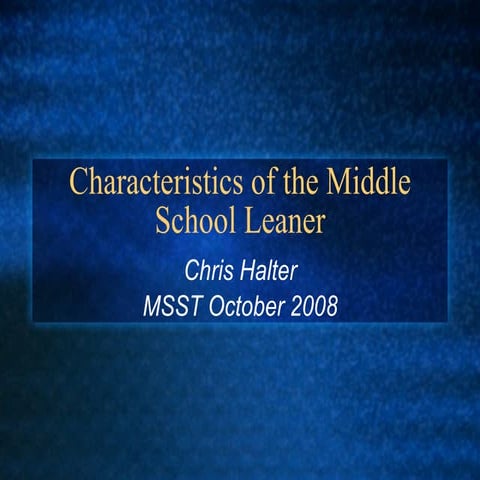 Middle School Learner Development | PPT