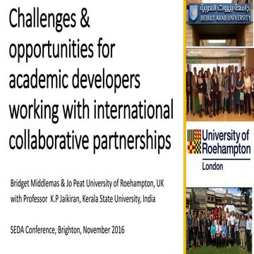 Challenges & opportunities for academic developers working with international...